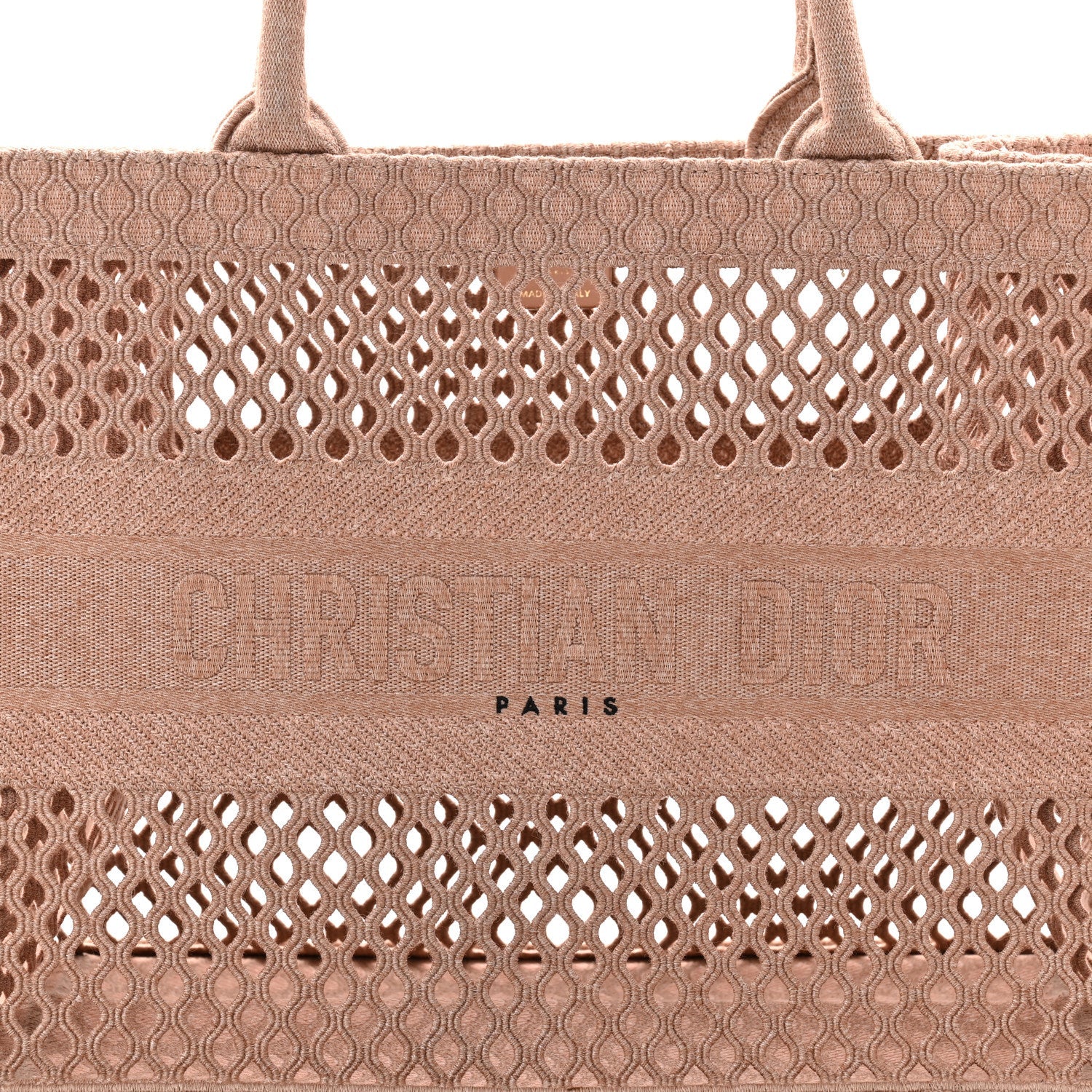 Christian Dior Mesh Embroidered Medium Book Tote Clay