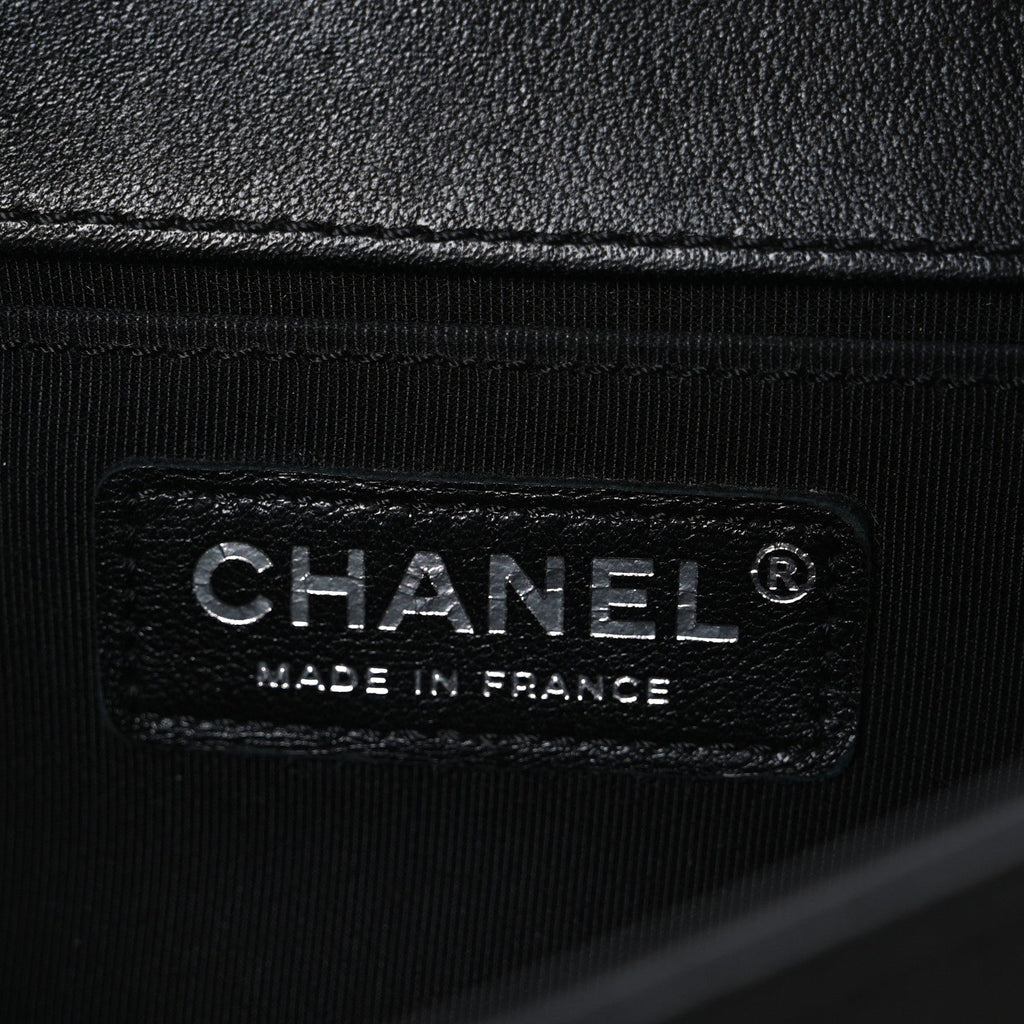 Chanel Lambskin Stitched Medium Boy Flap Black