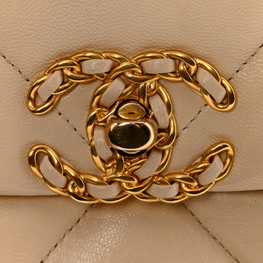 Chanel Goatskin Quilted Medium Chanel 19 Flap Beige