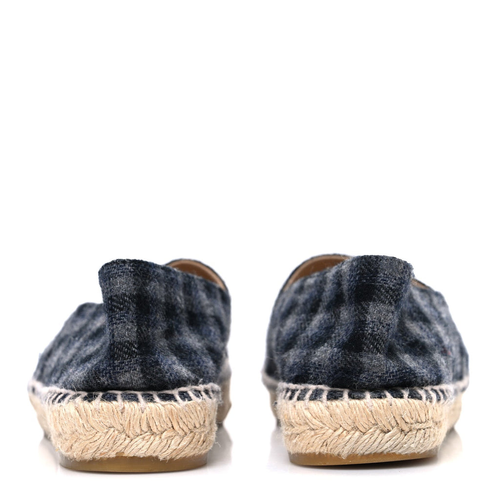 Plaid Fabric CC Espadrilles 38 Grey