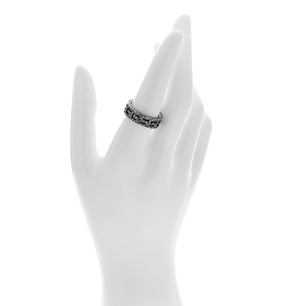 Gucci Sterling Silver Wide Square G Band Ring 57 8