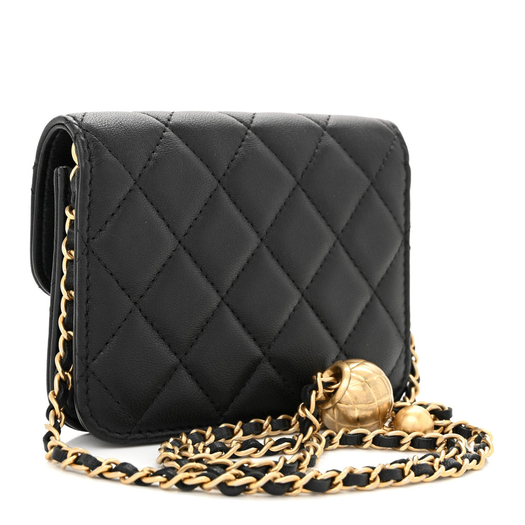 Chanel Lambskin Quilted Pearl Crush Flap With Chain Black