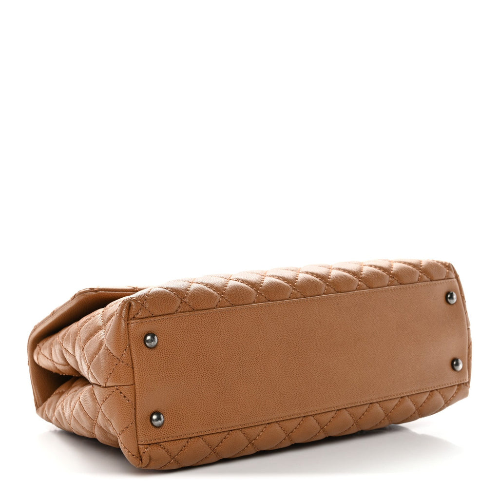 Chanel Caviar Quilted Medium Coco Handle Flap Camel