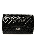 Chanel Patent Quilted Jumbo Double Flap Black