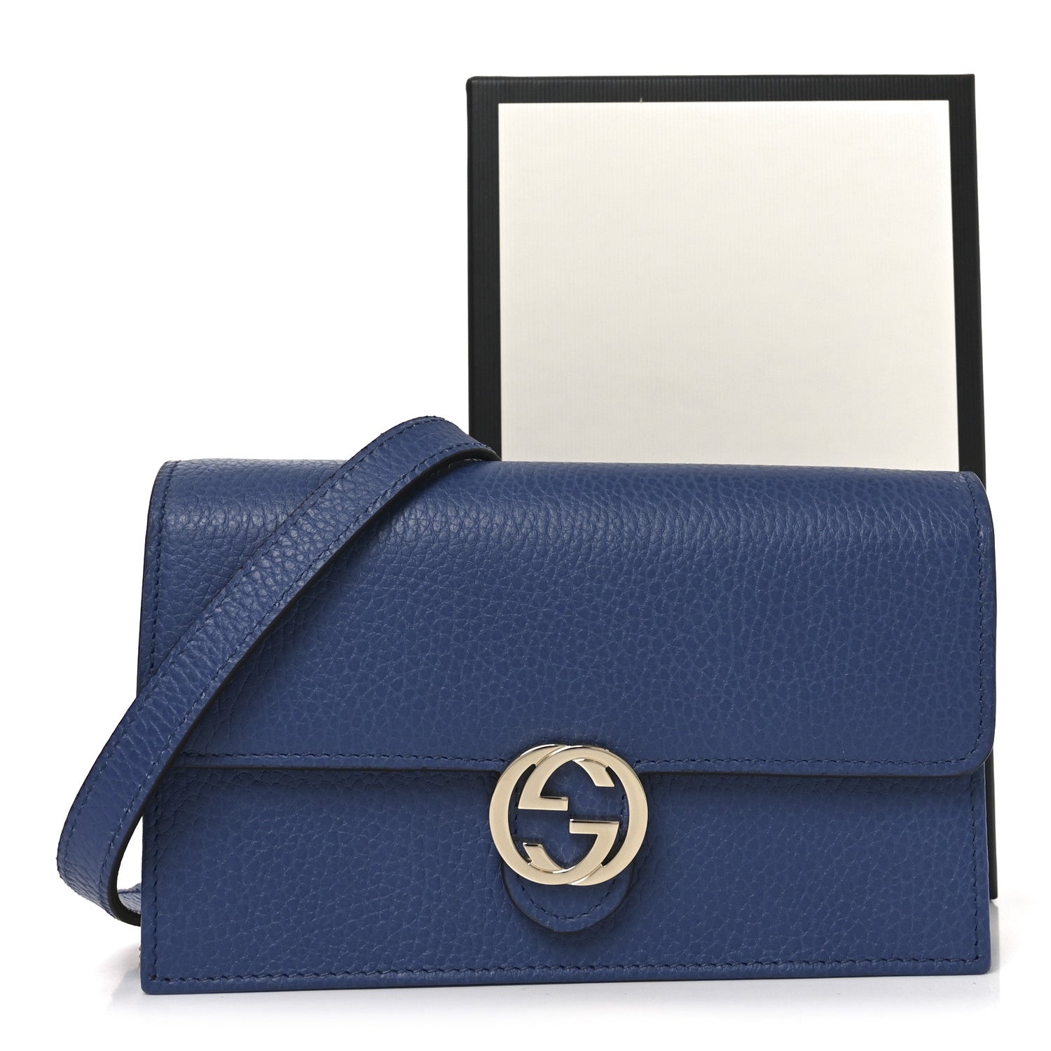 Gucci Dollar Calfskin Interlocking G Chain Wallet Caspian