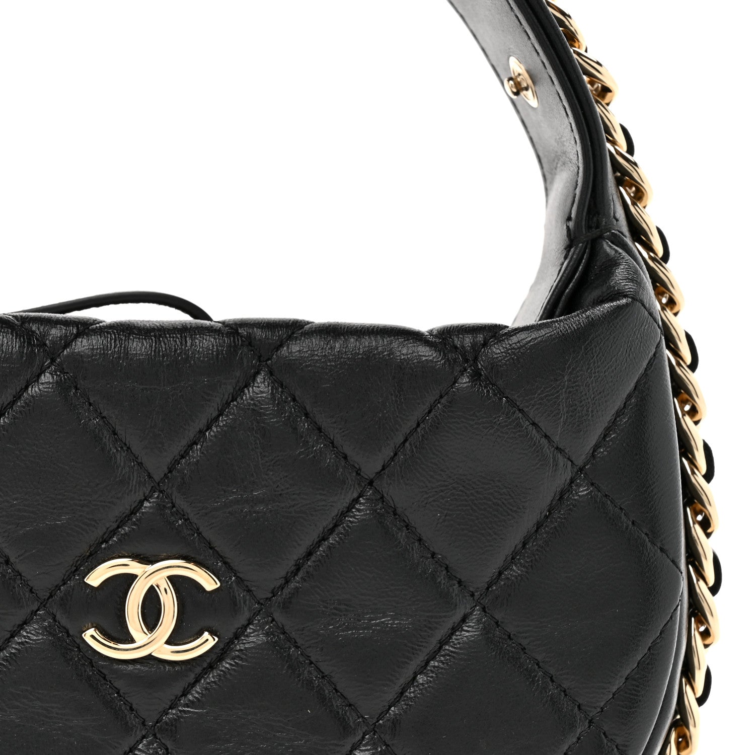 Chanel Lambskin Quilted Chain Around Pouch Black
