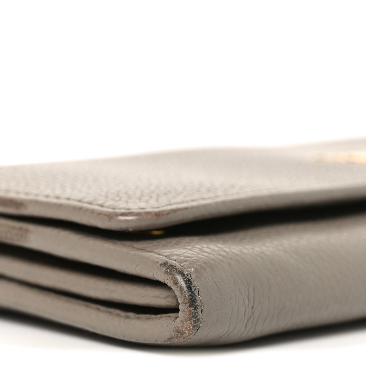 Prada Vitello Daino Metal Continental Flap Wallet Argilla