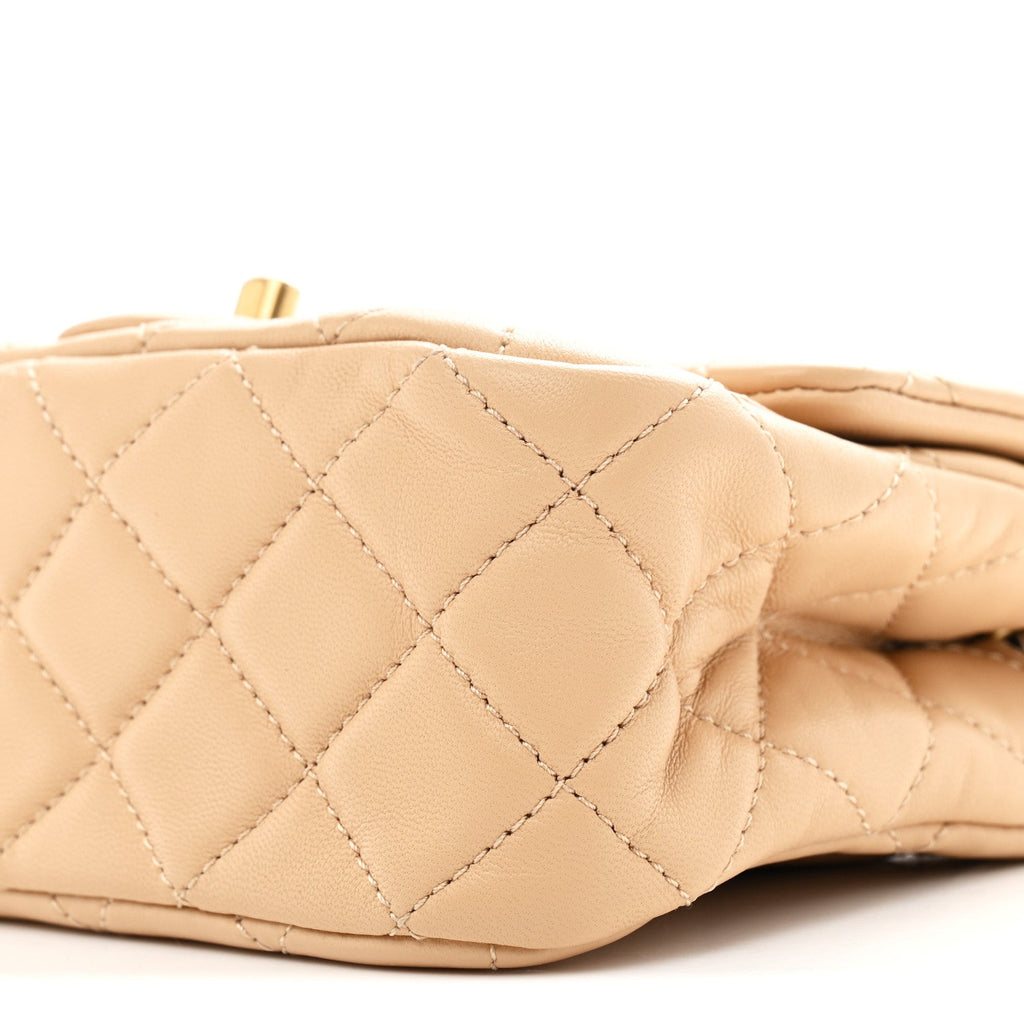 Chanel Lambskin Quilted Mini Pearl Crush Flap Beige