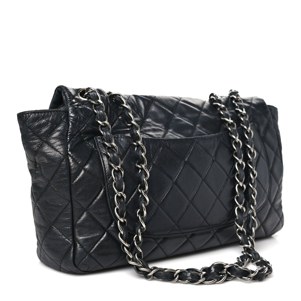 Chanel Lambskin Quilted Jumbo Single Flap Black