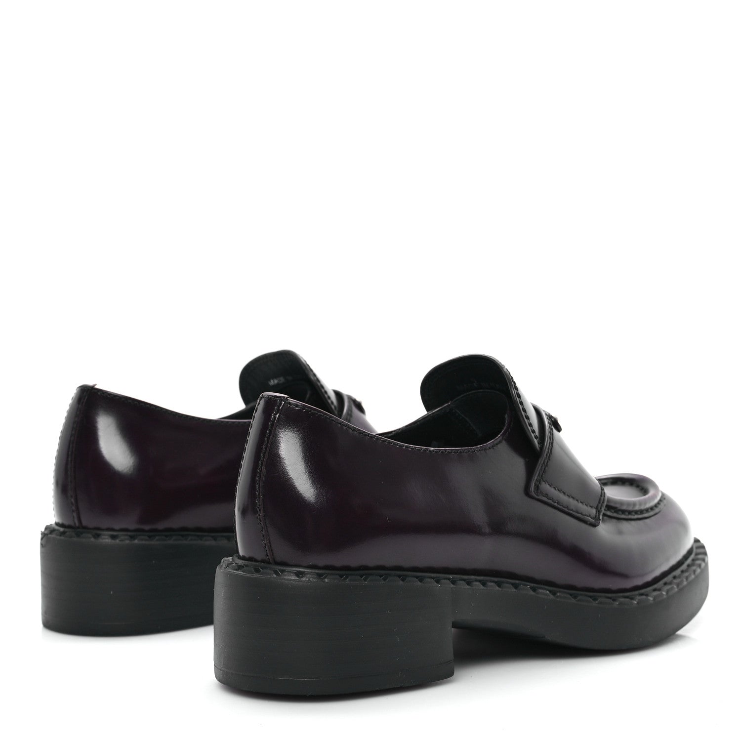 Prada Spazzolato Metal Triangle Logo 50mm Loafers 35 Cordovan