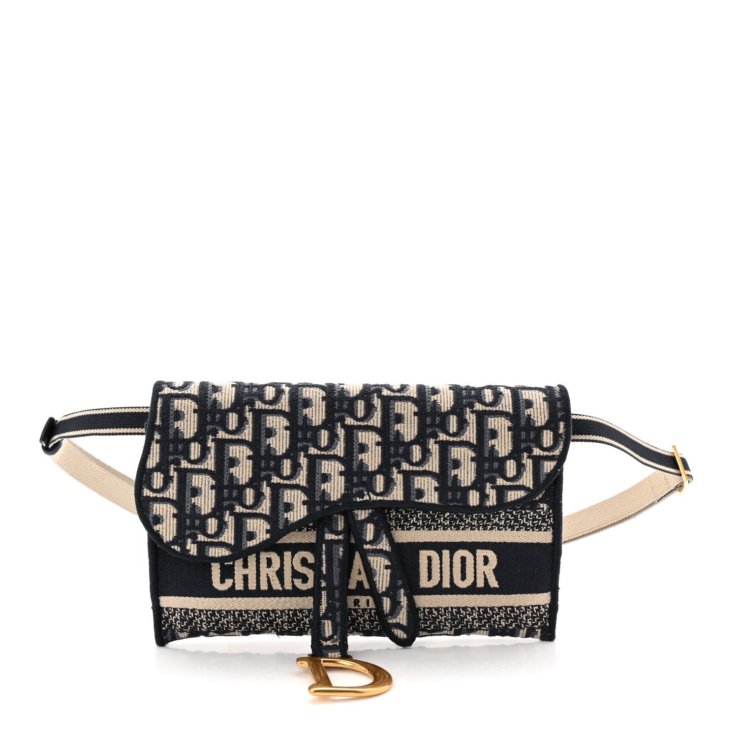Christian Dior Oblique Slim Saddle Pouch Blue