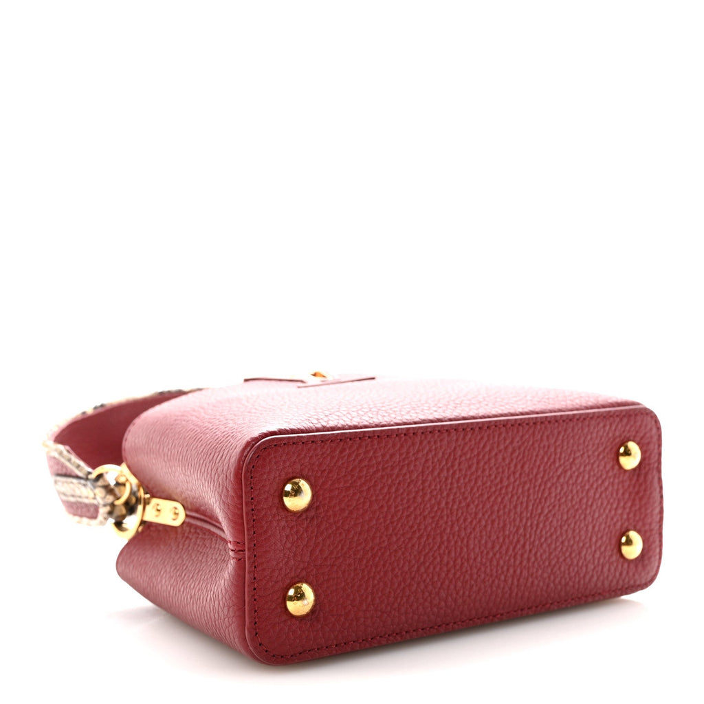 Louis Vuitton Taurillon Snakeskin Mini Capucines Burgundy