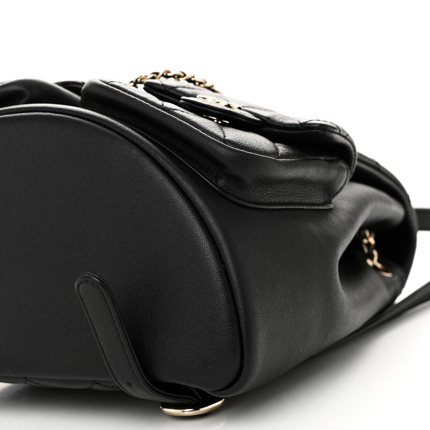 Chanel Calfskin Quilted Medium Duma Pockets Drawstring Backpack Black