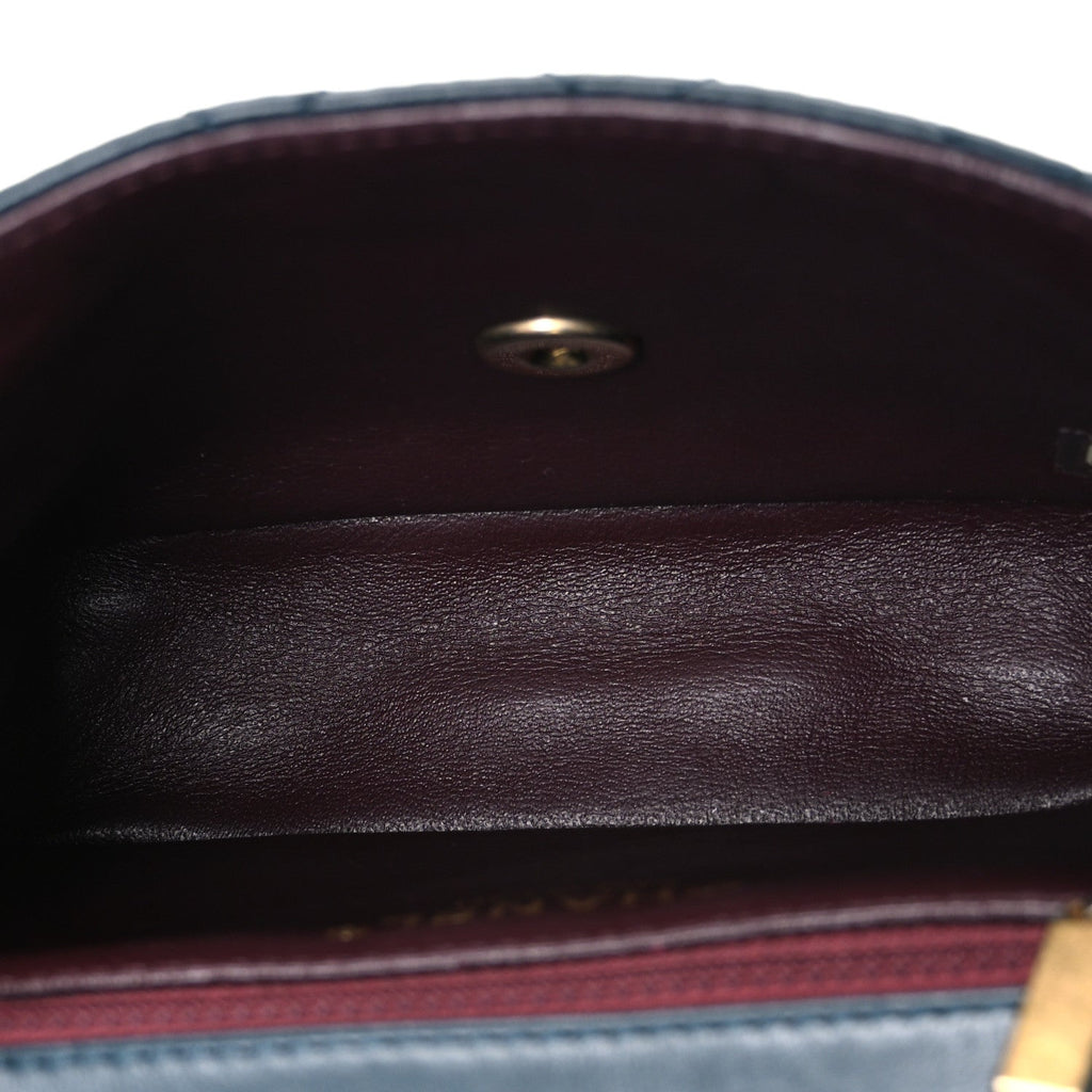 Chanel Lambskin Quilted Mini Two Tone Day Flap Navy Turquoise