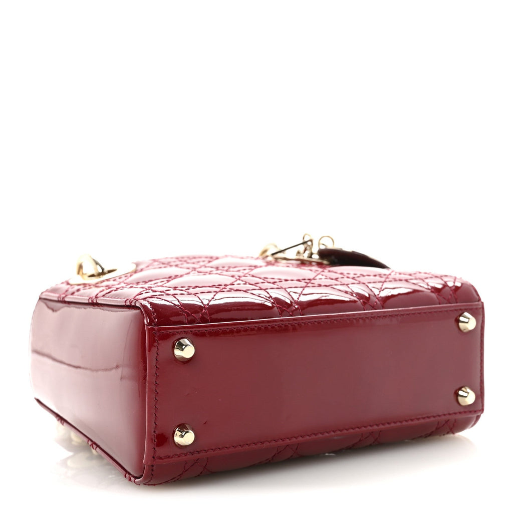 Christian Dior Patent Cannage Mini Lady Dior Red