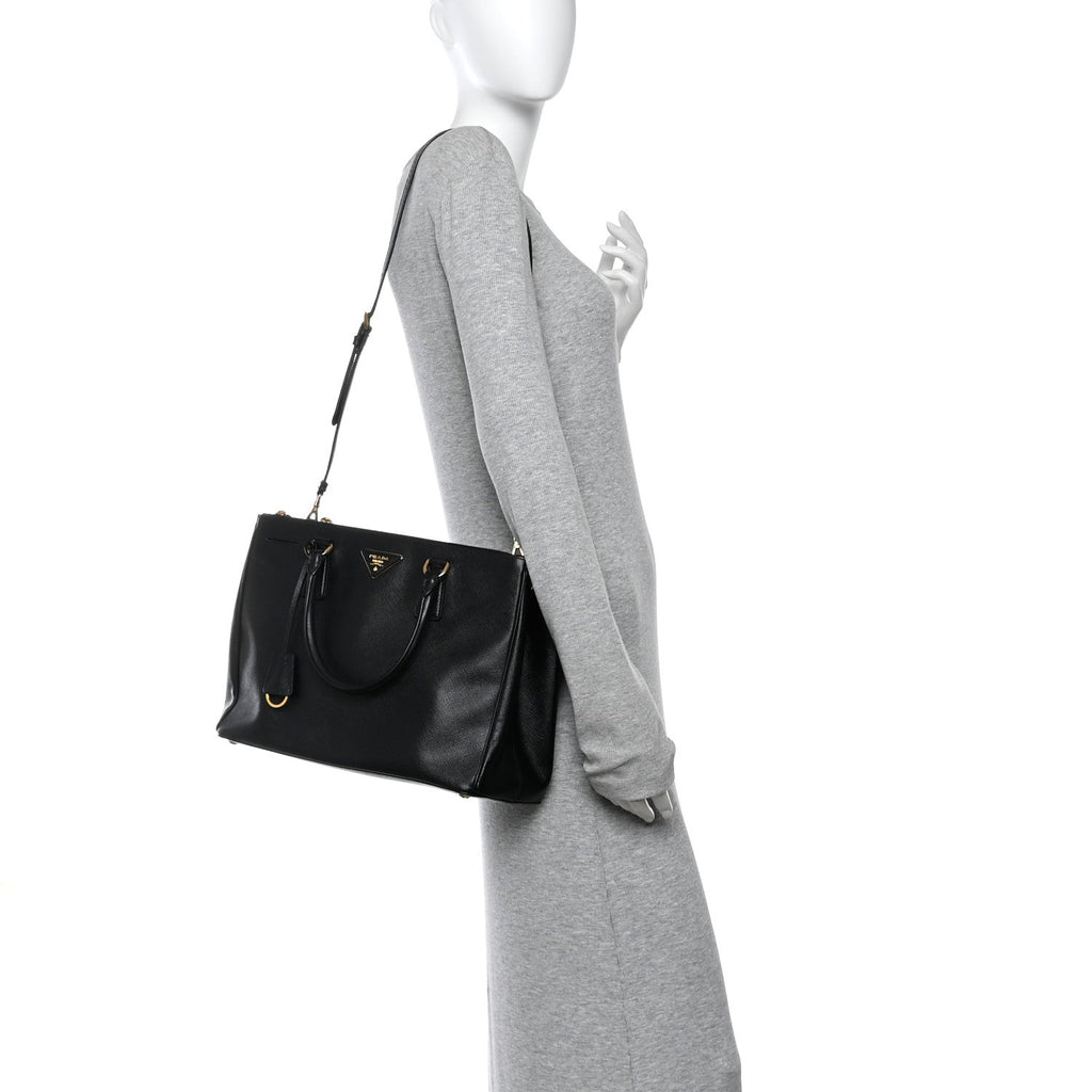 Prada Saffiano Lux Large Galleria Double Zip Tote Black