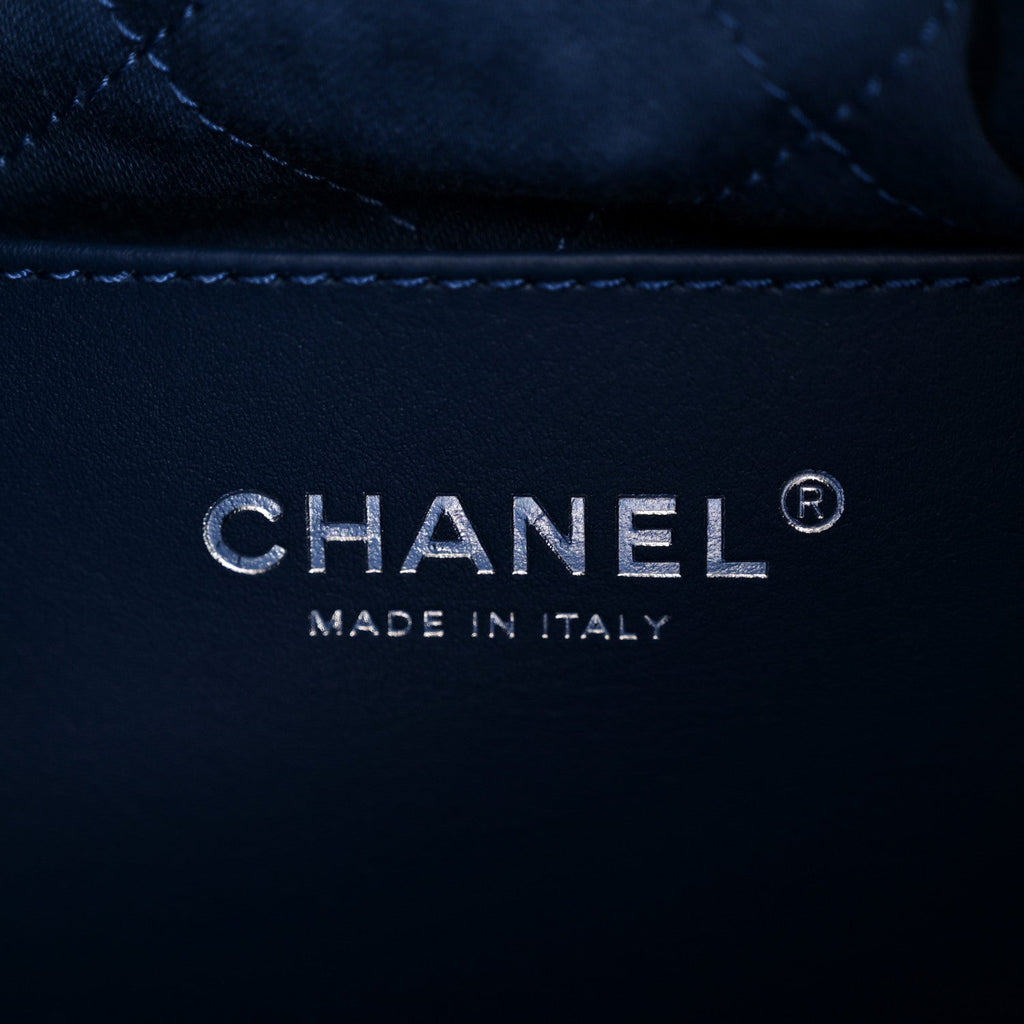 Chanel Washed Denim Quilted Studded Mini Chanel 22 Blue