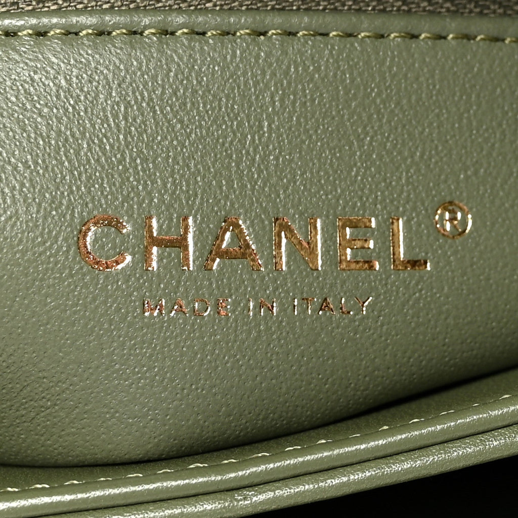 Chanel Lambskin Quilted Small Trendy CC Flap Dual Handle Bag Green