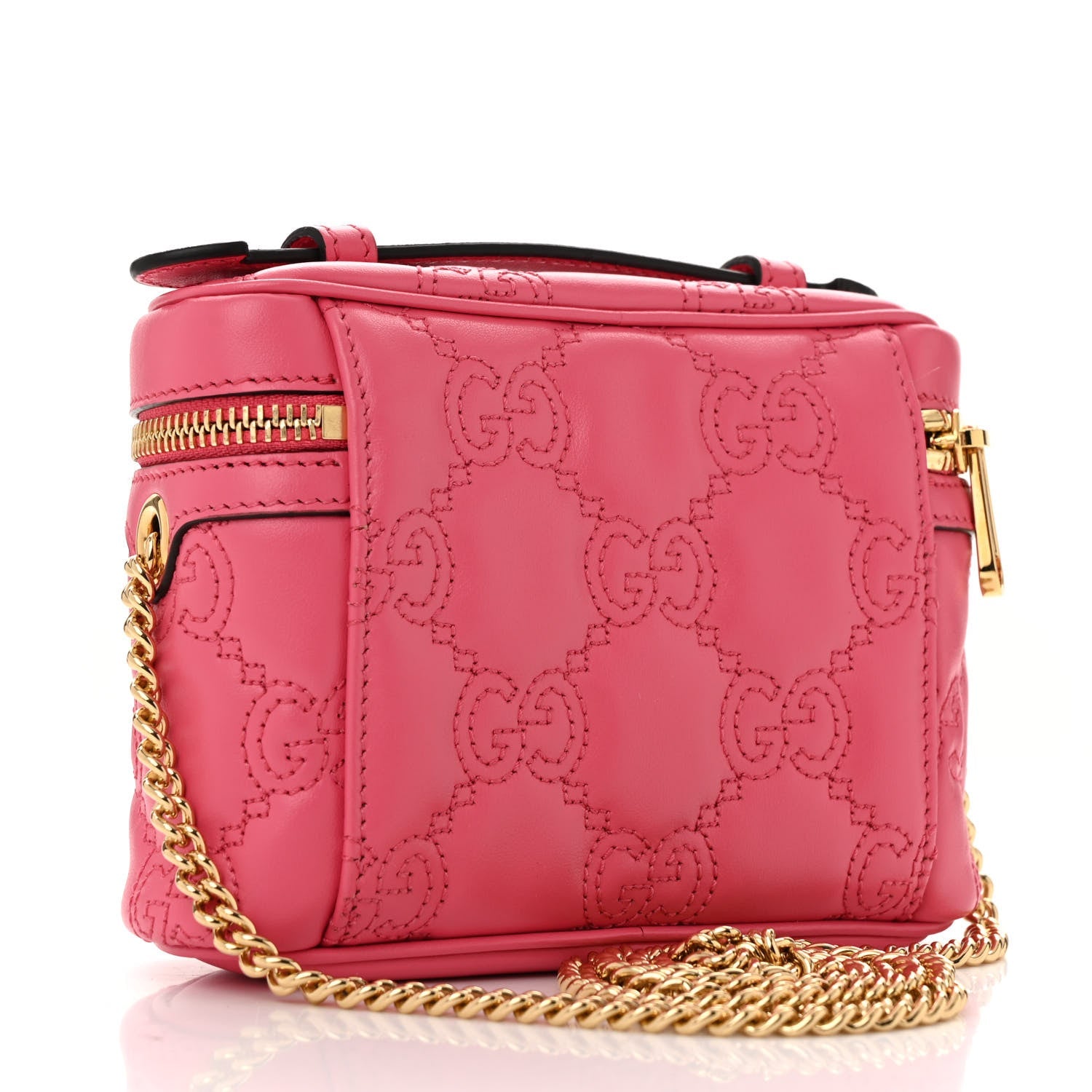 Gucci Calfskin GG Matelasse Mini Top Handle Bag Rhodamine Pink