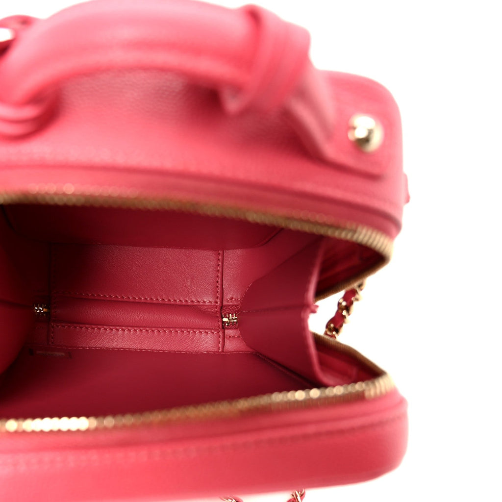 Chanel Caviar Quilted CC North South Filigree Vanity Case Pink