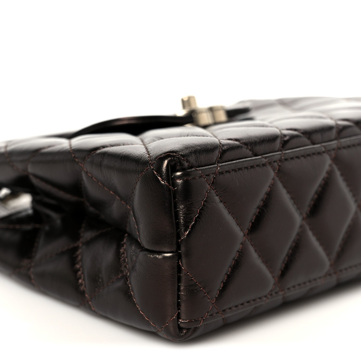Chanel Metallic Aged Calfskin Quilted Nano Kelly Shopper Light Brown