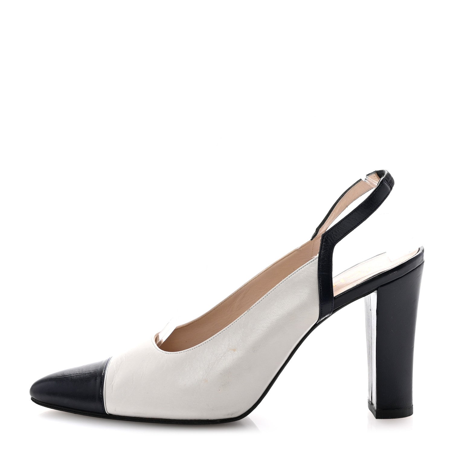 Pointed Cap Toe Slingback Pumps 39.5 Grey Navy