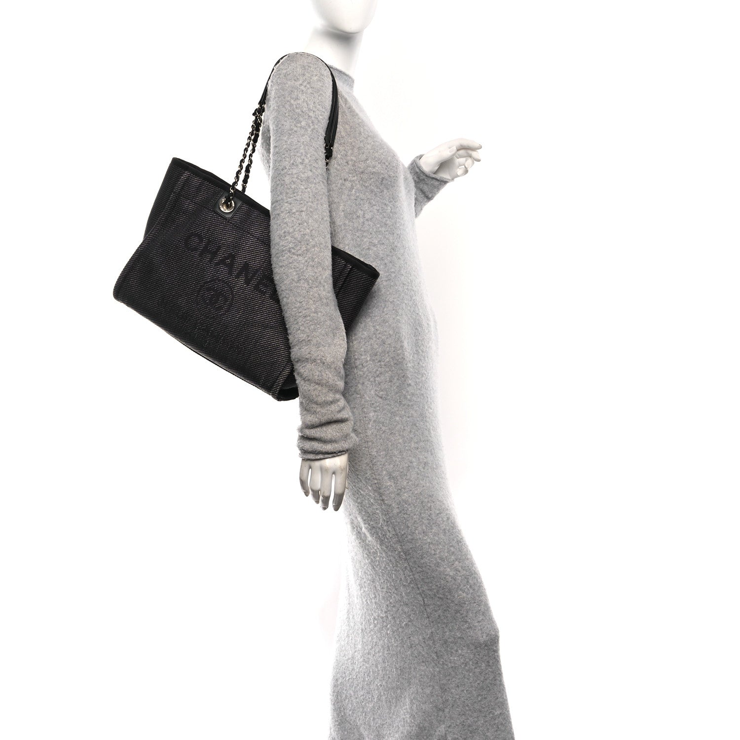 Chanel Mixed Fibers Calfskin Small Deauville Tote Black