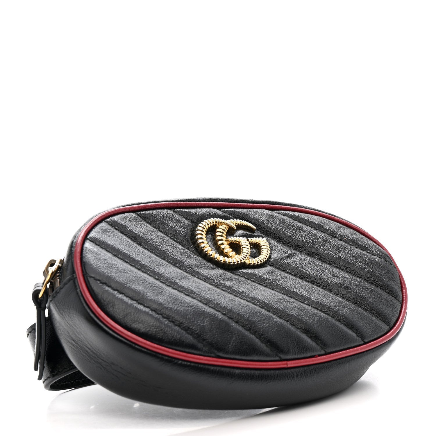 Gucci Azalea Calfskin Matelasse Diagonal Torchon GG Marmont Belt Bag 85 34 Black Romantic Cerise