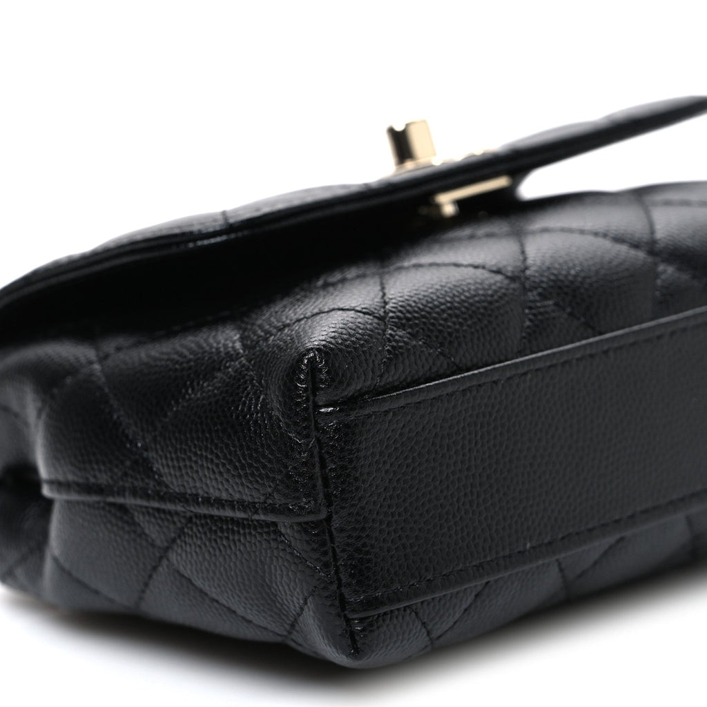 Chanel Caviar Quilted Coco Handle Clutch With Chain Black