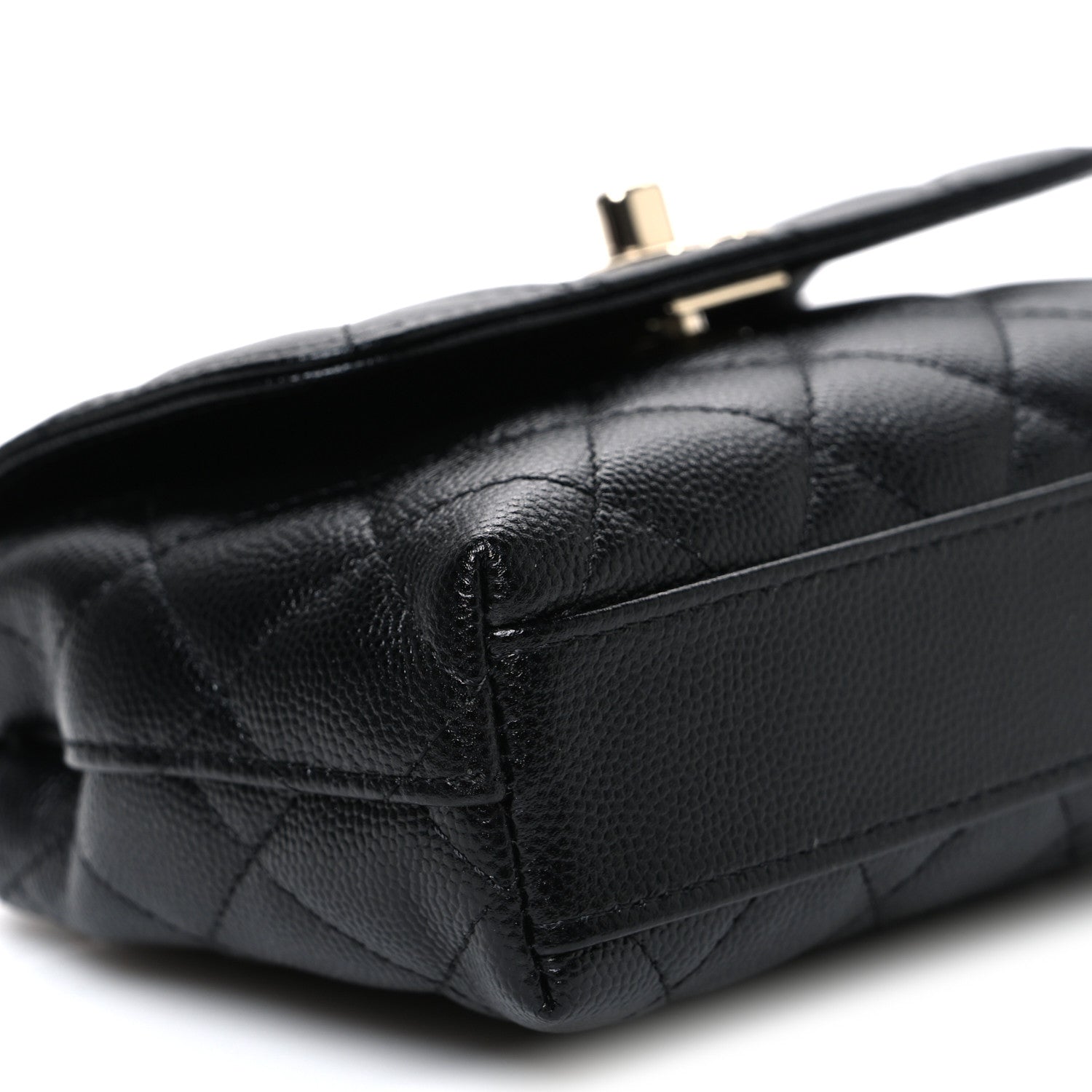 Chanel Caviar Quilted Coco Handle Clutch With Chain Black