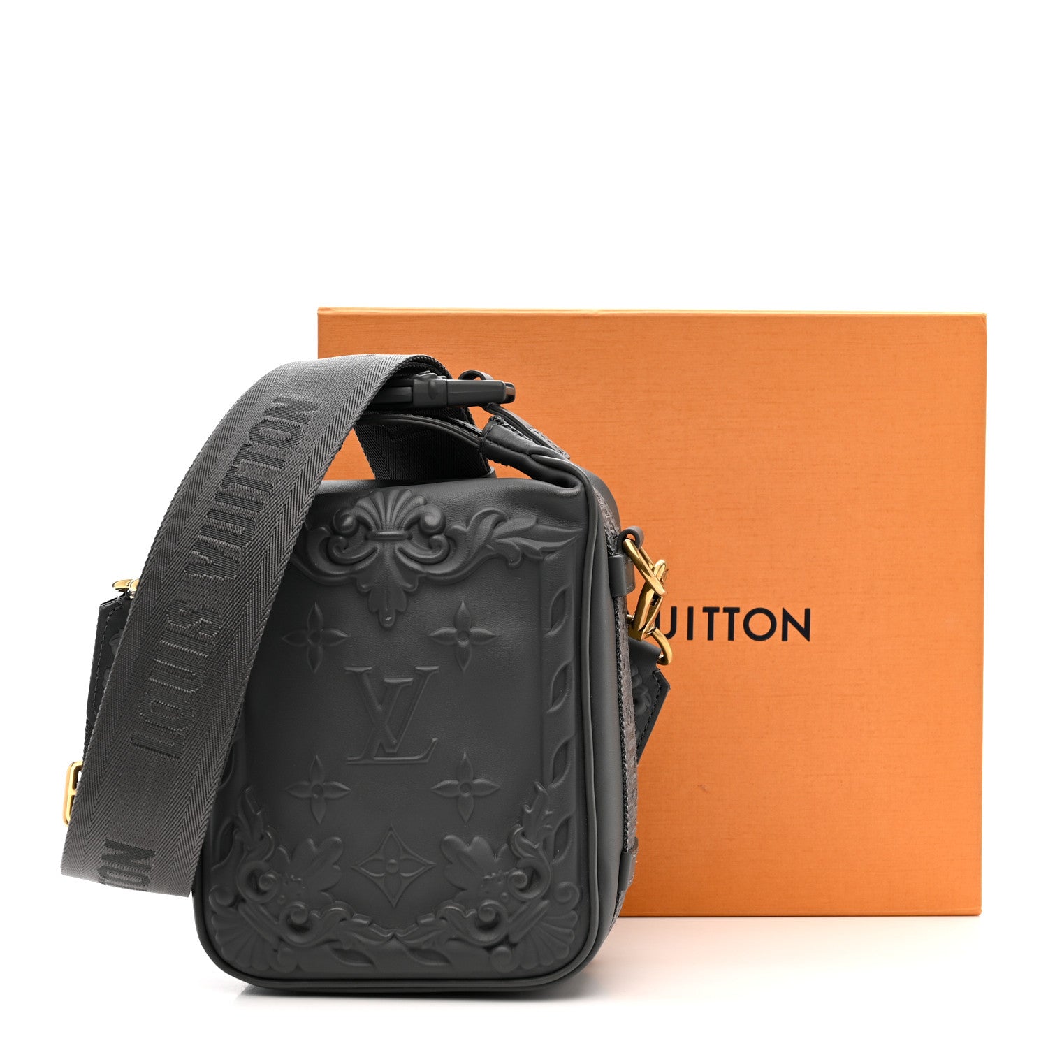 Louis Vuitton Calfskin Monogram Embossed Cruiser Messenger Dark Shadow Gray