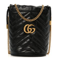 Gucci Calfskin Matelasse Mini GG Marmont 2.0 Bucket Bag Black