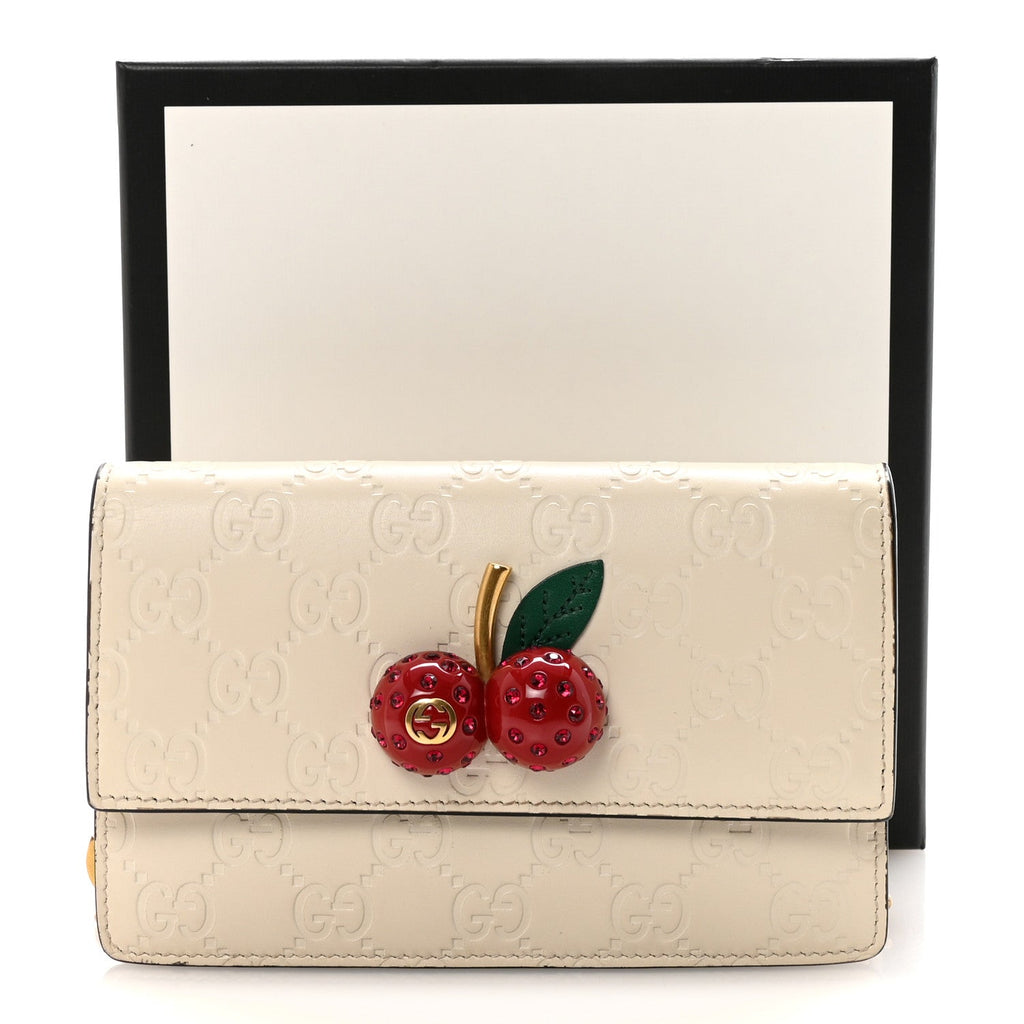 Gucci Guccissima Mini Cherry Chain Bag White
