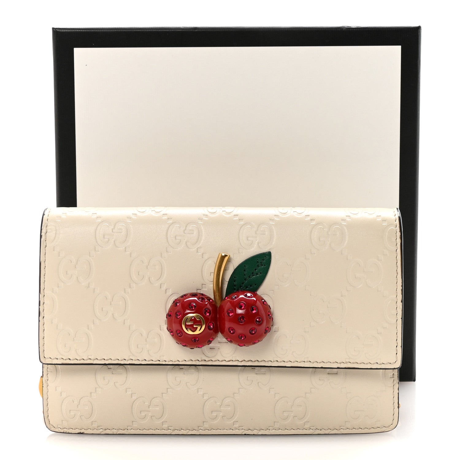 Gucci Guccissima Mini Cherry Chain Bag White