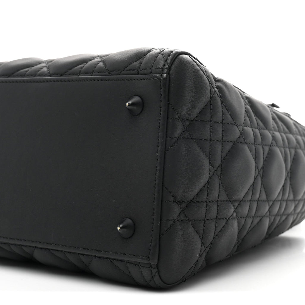 Christian Dior Ultra Matte Calfskin Cannage Medium Lady Dior Black