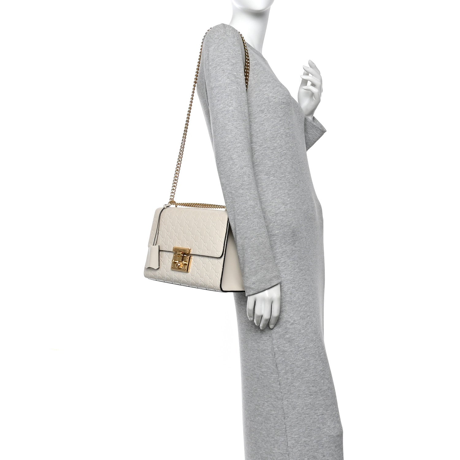 Gucci Guccissima Medium Padlock Shoulder Bag Mystic White
