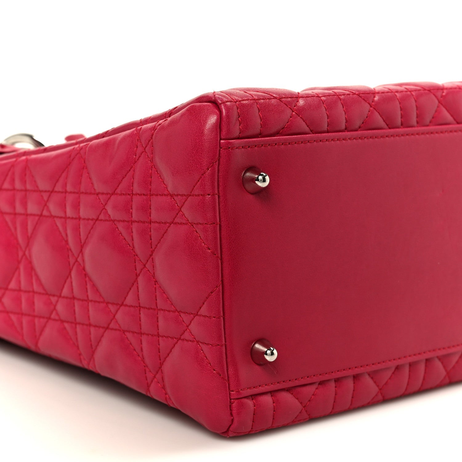 Christian Dior Lambskin Cannage Bow Medium Lady Dior Fuchsia