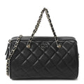 Chanel Caviar Quilted Barrel Purse With Chain  Black