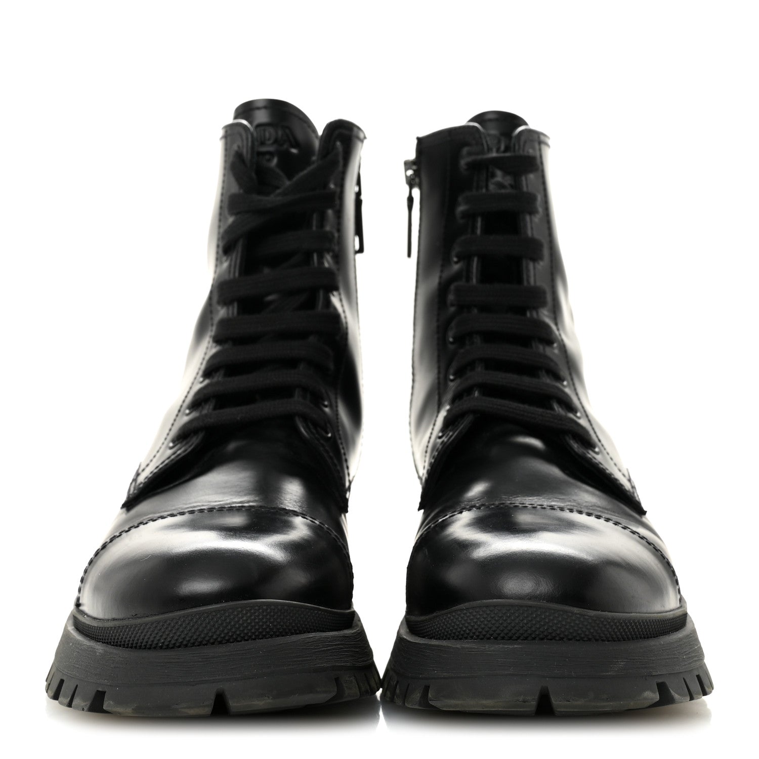 Prada Spazzolato Chocolate 50mm Combat Boots 36.5 Black