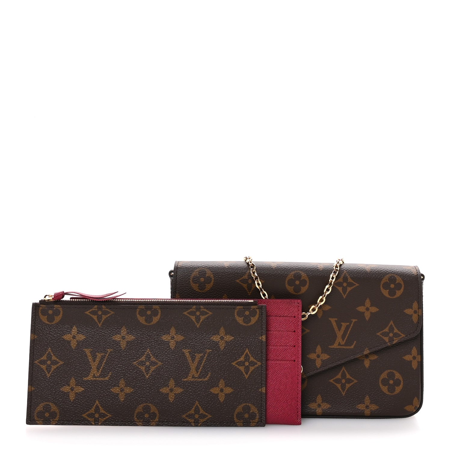 Louis Vuitton Monogram Pochette Felicie Chain Wallet Fuchsia