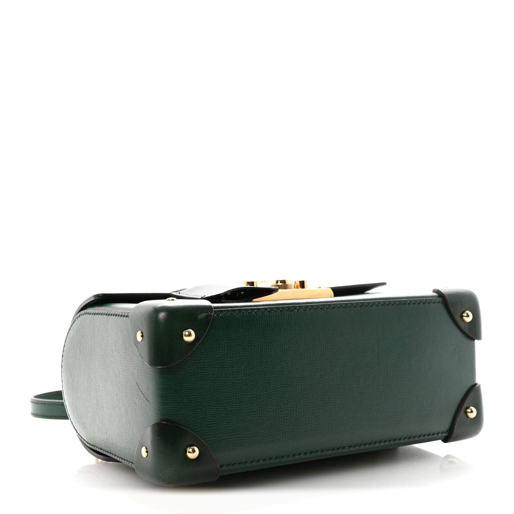 Gucci Azalea Calfskin Small Padlock Bamboo Shoulder Bag Vintage Green