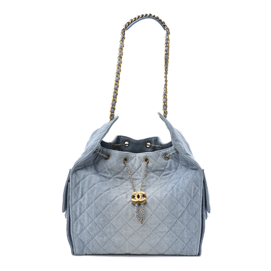 Chanel Washed Denim Quilted Medium Chanel 25 Handbag Blue