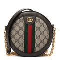 Gucci GG Supreme Monogram Web Mini Ophidia Round Shoulder Bag Brown