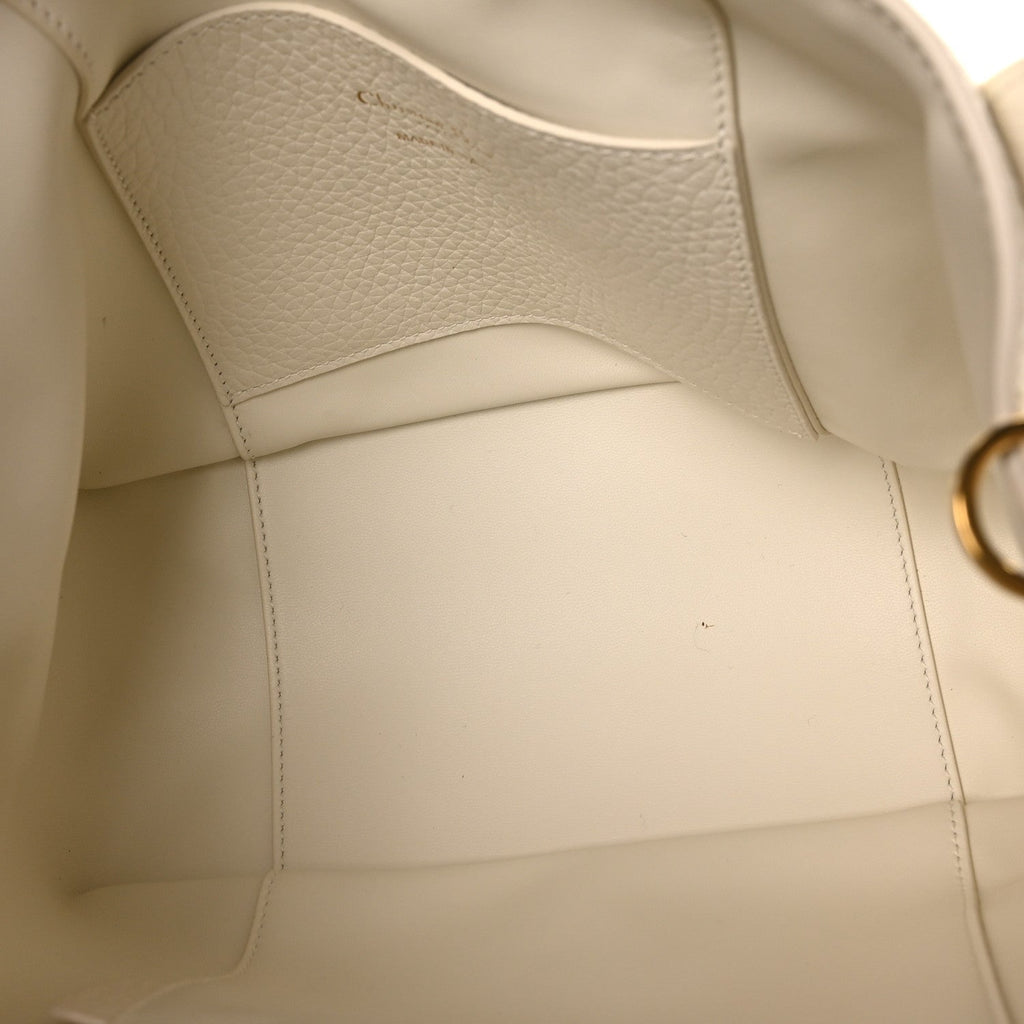 Christian Dior Calfskin Medium Signature Bucket Bag Latte