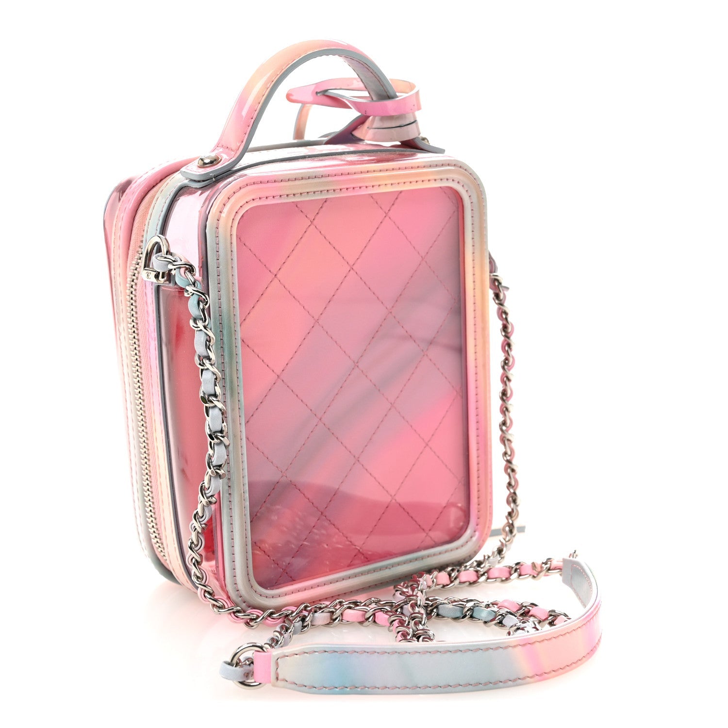 Chanel PVC Patent Calfskin Patent Lambskin Vertical Vanity Case Pink