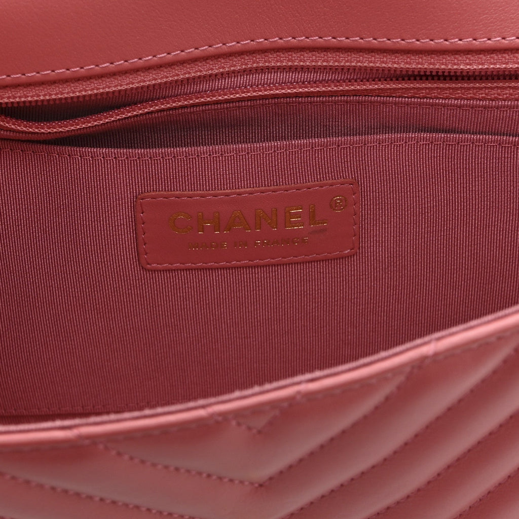 Chanel Calfskin Chevron Quilted Small Statement Flap Pink