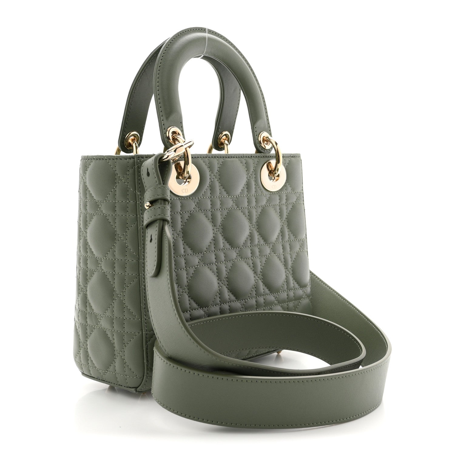 Christian Dior Lambskin Cannage Small My ABCDior Lady Dior Peyote Green