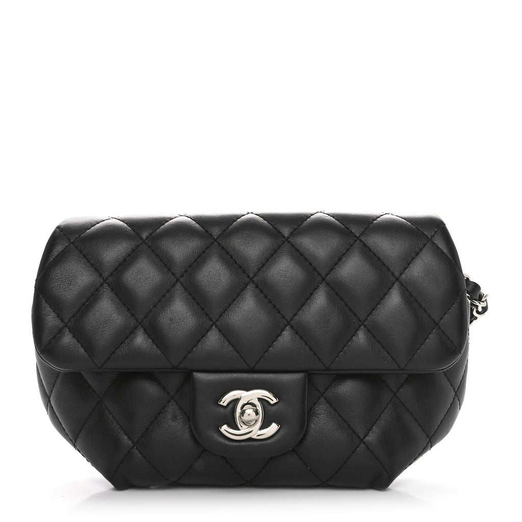 Chanel Calfskin Quilted CC Uniform Flap Belt Bag Black