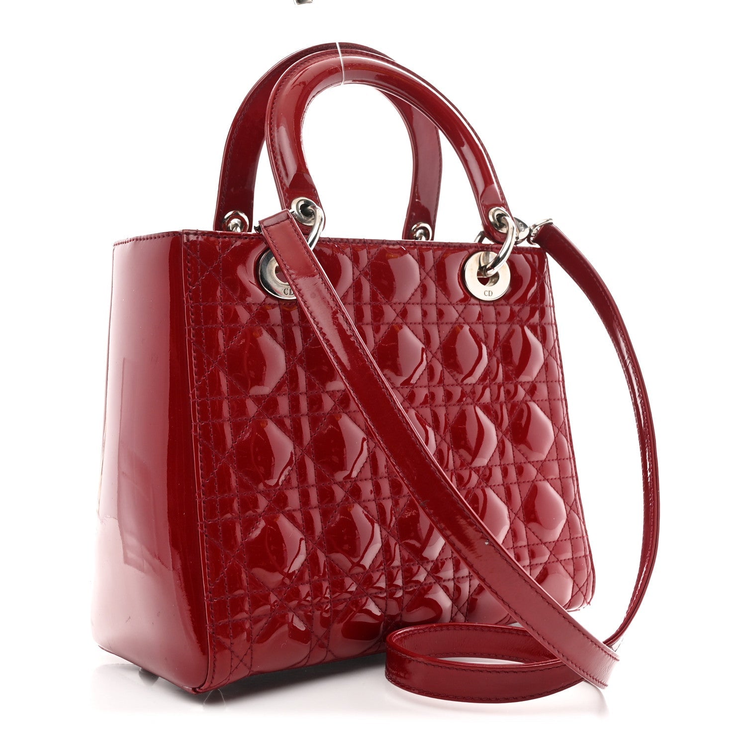 Christian Dior Patent Cannage Medium Lady Dior Red