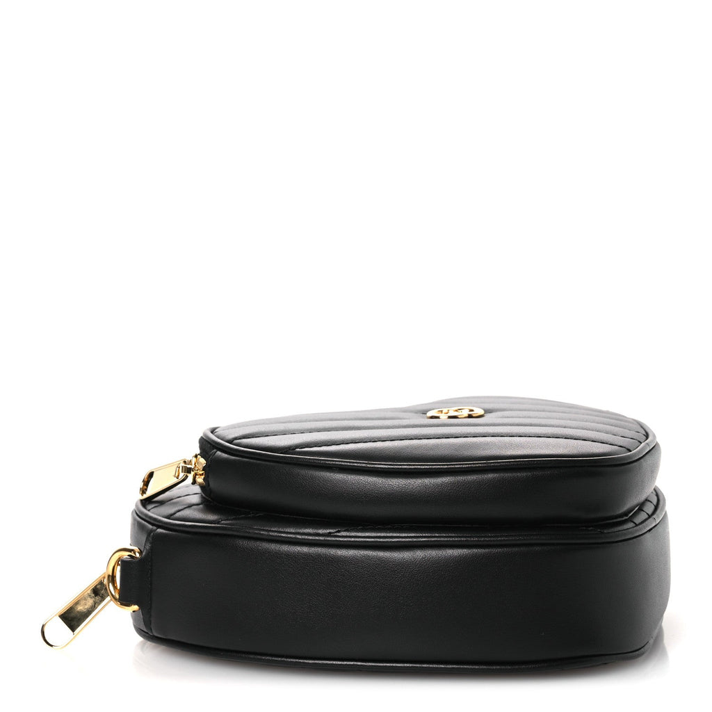Gucci Calfskin Matelasse DDiagonal Mini Interlocking G Heart Shoulder Bag Black